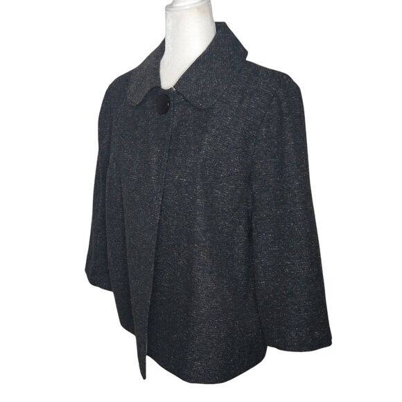 Harve Benard Single Top Button Blazer Womem's L Dark Speckled Gray Lined Classic - Picture 3 of 10